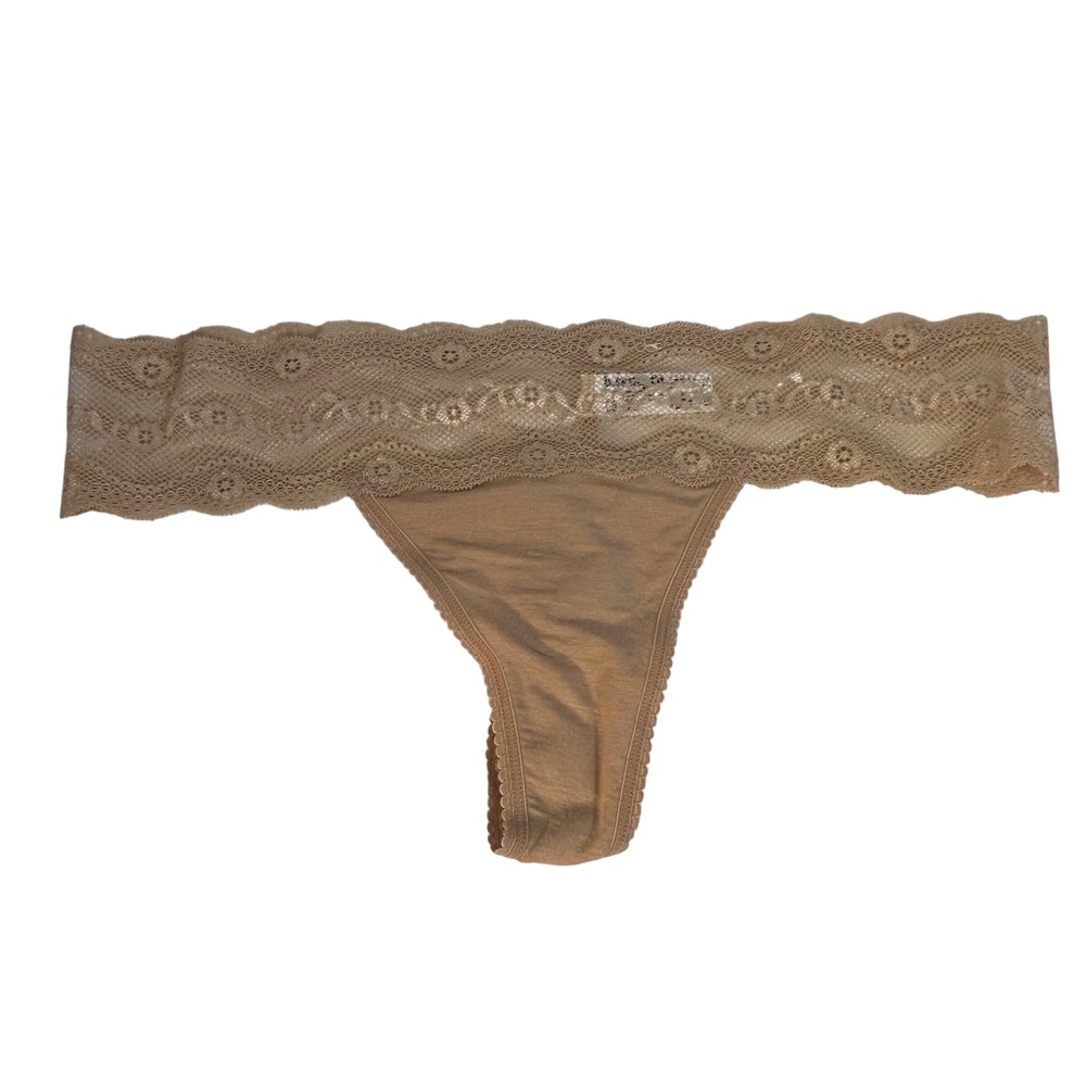 b.tempt'd Lace Trim‎ Thong Panty Tan US 7